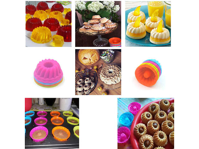 Набір форм силіконових для випікання кексів, мафінів, мінітортиків 6 шт Мікс - Фото 8