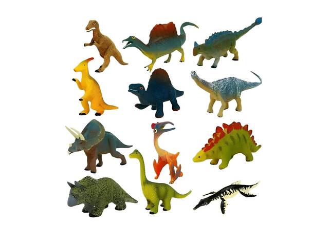 Набір фігурок Динозаври RESTEQ 12 шт — реалістичні іграшки для дітей, колекціонування та тематичних ігор - Фото 1