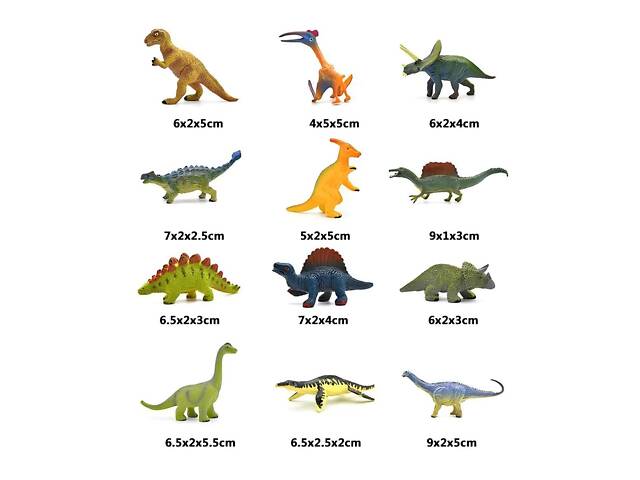 Набір фігурок Динозаври RESTEQ 12 шт — реалістичні іграшки для дітей, колекціонування та тематичних ігор - Фото 2