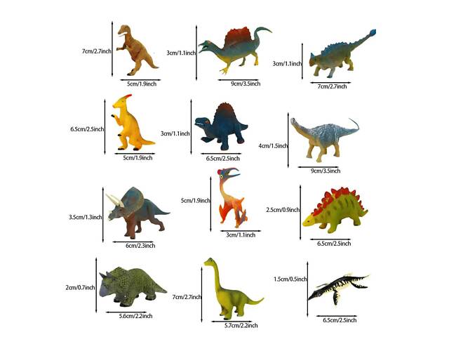 Набір фігурок Динозаври RESTEQ 12 шт — реалістичні іграшки для дітей, колекціонування та тематичних ігор - Фото 6