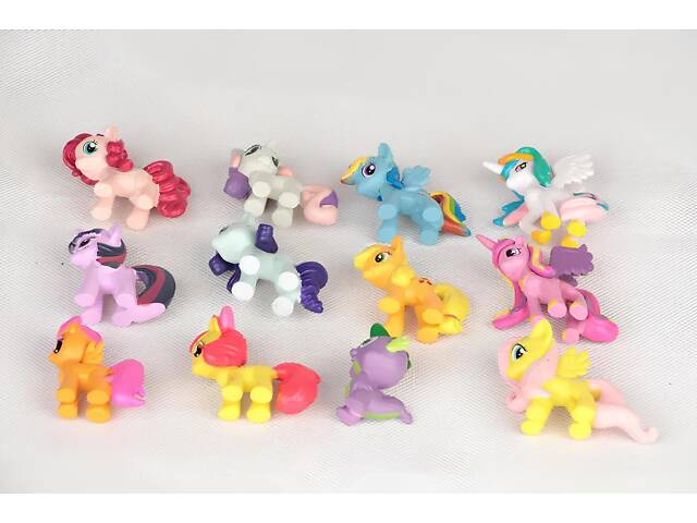 Набір фігурок My Little Pony RESTEQ — 12 міні-іграшок поні з мультфільму «Мій Маленький Поні», фігурки єдинорогів 3–5 см. - Фото 2