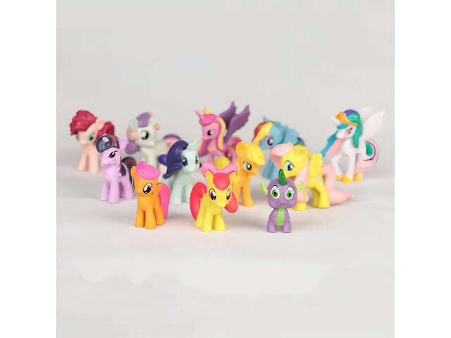 Набір фігурок My Little Pony RESTEQ — 12 міні-іграшок поні з мультфільму «Мій Маленький Поні», фігурки єдинорогів 3–5 см. - Фото 3