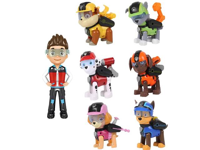 Набор фигурок Щенячий патруль RESTEQ — 7 героев из мультфильма PAW Patrol, подвижные части