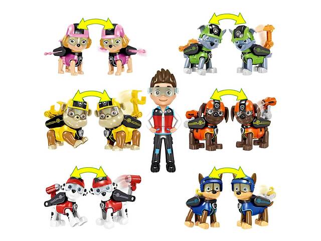 Набір фігурок Щенячий патруль RESTEQ — 7 героїв з мультфільму PAW Patrol, рухомі частини, інтерактивні елементи - Фото 2
