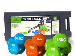 Набір гантелей в кейсі 6 кг. PowerPlay 4103 Fitness Dumbells (2шт.*0,5кг. 2шт.*1кг. 2шт.*1,5кг.)