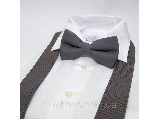 Набір Gofin темно-сірий однотонний підтяжки та метелик ABP-12008 - Фото 1