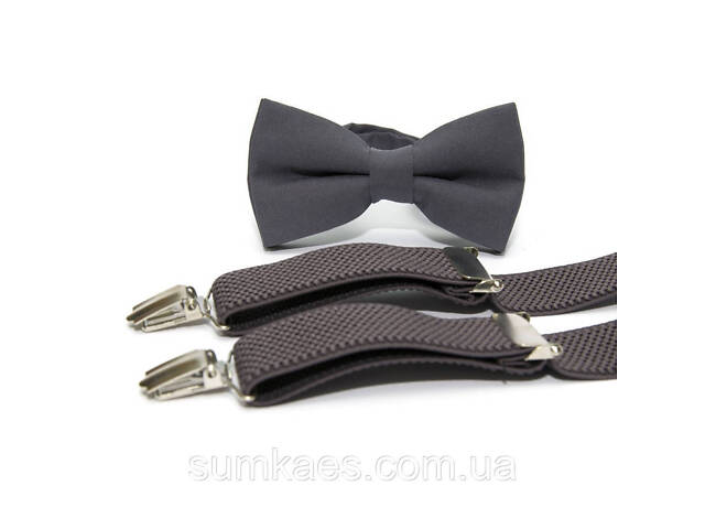 Набір Gofin темно-сірий однотонний підтяжки та метелик ABP-12008 - Фото 4