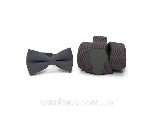 Набір Gofin темно-сірий однотонний підтяжки та метелик ABP-12008 - Фото 5