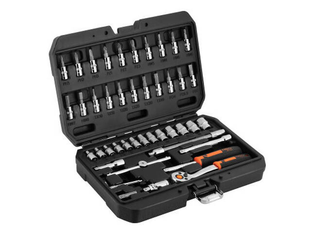 Набор головок Neo Tools 46шт, 1/4', CrV, кейс (10-004) - Фото 1