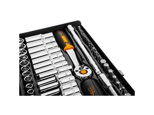 Набір головок Neo Tools 63шт, 1/4', CrV, металевий кейс (10-008) - Фото 2