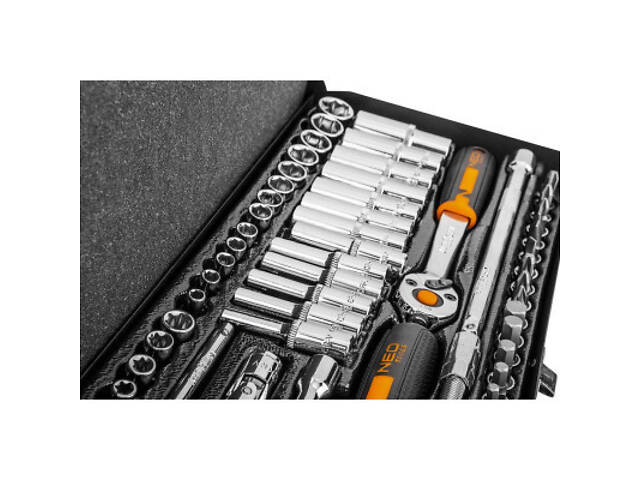 Набір головок Neo Tools 63шт, 1/4', CrV, металевий кейс (10-008) - Фото 3