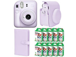 Набір камера Fujifilm Instax Mini 12/Фотопапір 100 шт/Чохол/Фотоальбом 108 фото Фіолетовий (2310363484)