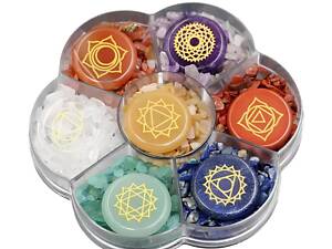 Набір каменів 7 чакр RESTEQ. Набір каменів для чакральних медитацій. Набір каменів по чакрам 150g