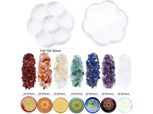 Набір каменів 7 чакр RESTEQ. Набір каменів для чакральних медитацій. Набір каменів по чакрам 150g - Фото 3