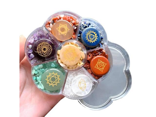 Набір каменів 7 чакр RESTEQ. Набір каменів для чакральних медитацій. Набір каменів по чакрам 150g - Фото 4
