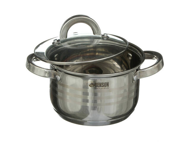 Набір каструль Benson BN-199 6 предметів сріблястий - Фото 2