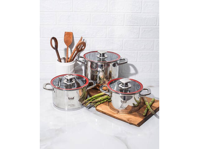 Набір каструль Krauff 26-238-071 6 предметів сріблястий - Фото 4