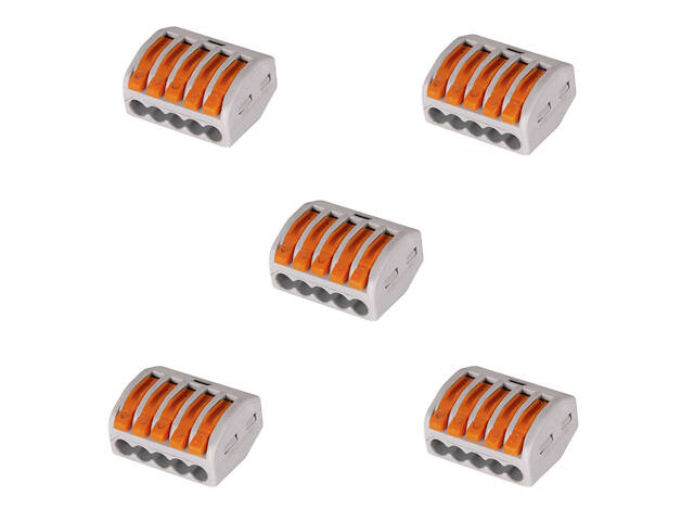 Набір клем 0,08-2,5мм.кв 32А 1⇒4 сполучна одинарна 22,3х26,5х14,5мм (5шт) [p0660006] e.lc.pro.pl.5 E.NEXT - Фото 1