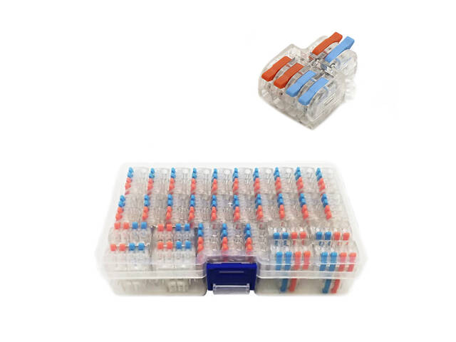 Набір клем 0,08-4мм.кв 32А 1⇒2+1⇒2 розгалуджувач одинарна 29,7х23,2х13мм (31шт) [DF-42T-31box] TACTIX кольорові важелі - Фото 1