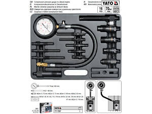 Набор компрессометр для дизельних двигателей YATO P=70 Bar 16 предмов YT-7307