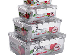 Набор контейнеров для еды 0.7/1.7/3.3/5.7 л 4 шт с крышками на защелках HP-27-5