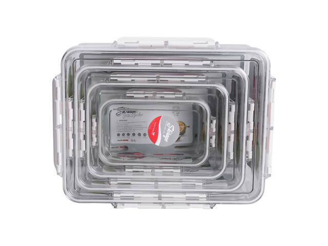 Набір контейнерів для їжі 0.7/1.7/3.3/5.7 л 4 шт з кришками на засувках HP-27-5 - Фото 5