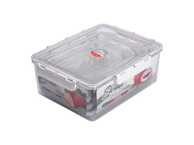 Набір контейнерів для їжі 0.7/1.7/3.3/5.7 л 4 шт з кришками на засувках HP-27-5 - Фото 8