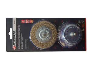 Набір кордщіток латунних комбінованих для дрилі, 2 предмети (75мм) Forsage F-BWS201