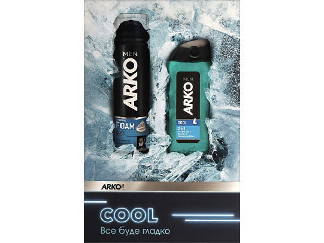 Набір косметики ARKO Men Cool Піна для гоління 200 мл + Гель для душу 260 мл (8690506546717) - Фото 1