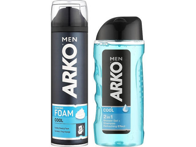 Набір косметики ARKO Men Cool Піна для гоління 200 мл + Гель для душу 260 мл (8690506546717) - Фото 2