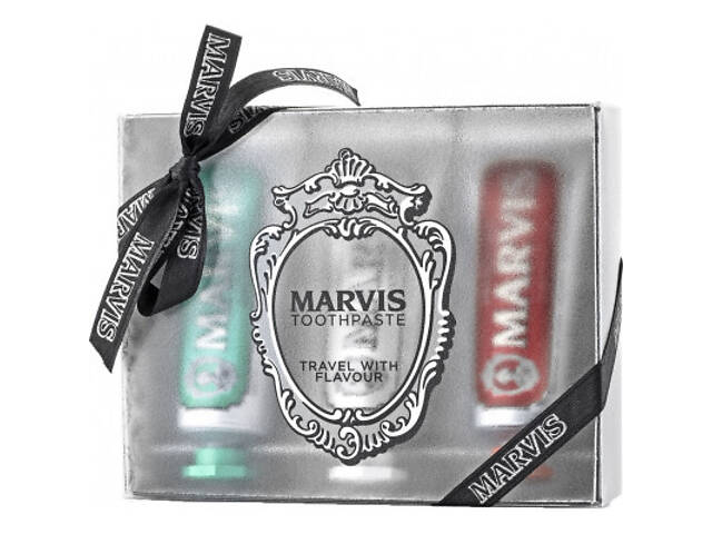 Набір косметики Marvis зубні пасти Класична, відбілююча, кориця та м'ята 3х25 мл (8004395110490) - Фото 1