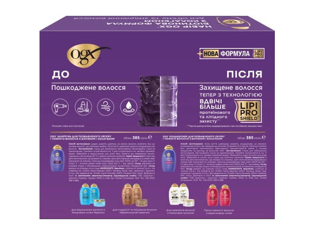 Набір косметики OGX Біотинова формула з колагеном для об'єму та зміцнення волосся Шампунь + Кондиціонер (3574661864952) - Фото 2