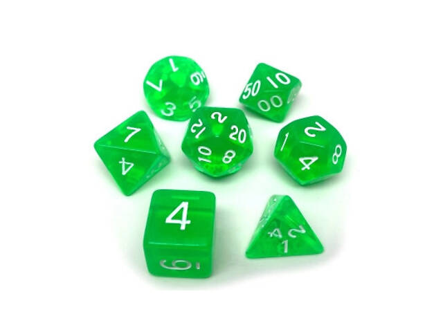 Набір кубиків для настільних ігор Games 7 Days Transparent 7 Dice Set - Green (g7dtran05) - Фото 1