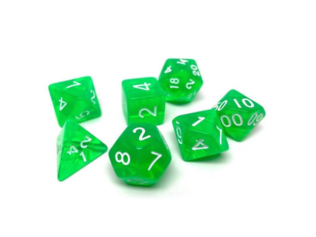 Набір кубиків для настільних ігор Games 7 Days Transparent 7 Dice Set - Green (g7dtran05) - Фото 2