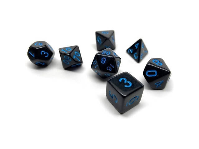 Набір кубиків для настільних ігор Games 7 Days Opaque 7 Dice Set - Black (w-blue) (g7dopaq12) - Фото 3