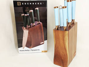 Набір кухонних ножів Edenberg EB-11029 із дерев'яною підставкою 7 предметів Blue