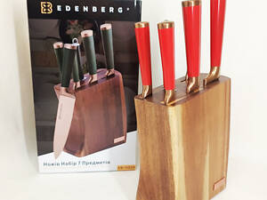 Набір кухонних ножів Edenberg EB-11029 з дерев'яною підставкою 7 предметів Red