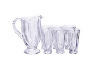 Набір глечик 1 л зі склянками 6 (шт) по 300 мл для напоїв Прозорий HP-19-24
