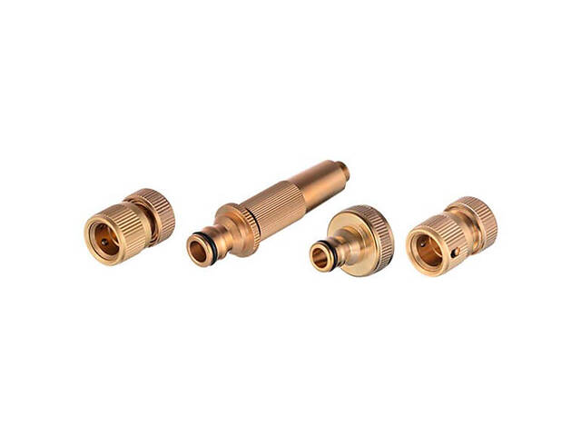 Набор латунный для полива Intertool-Storm - 1 насадка 1/2' × 1 адаптер 1/2 и 3/4' × 2 коннектора 1/2 - Фото 1 Набор латунный для полива Intertool-Storm - 1 насадка 1/2' × 1 адаптер 1/2 и 3/4' × 2 коннектора 1/2 - Фото 1
