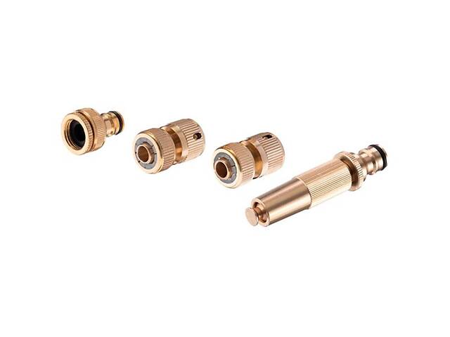 Набор латунный для полива Intertool-Storm 1 насадка 1/2' × 1 адаптер 1/2 и 3/4' × 2 коннектора 1/2 (GE-1426) - Фото 2