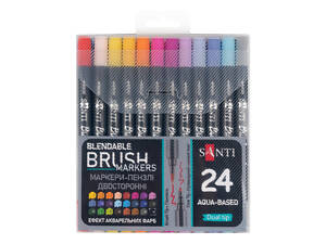 Набор маркеров акварельных Santi Brush Marker 24 шт двусторонние (391056)