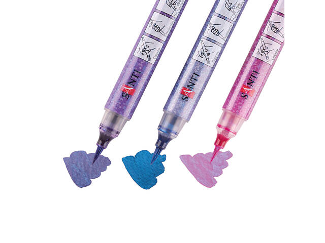 Набор маркеров акварельных Santi Glitter Brush 390770 3 шт фиолетовый