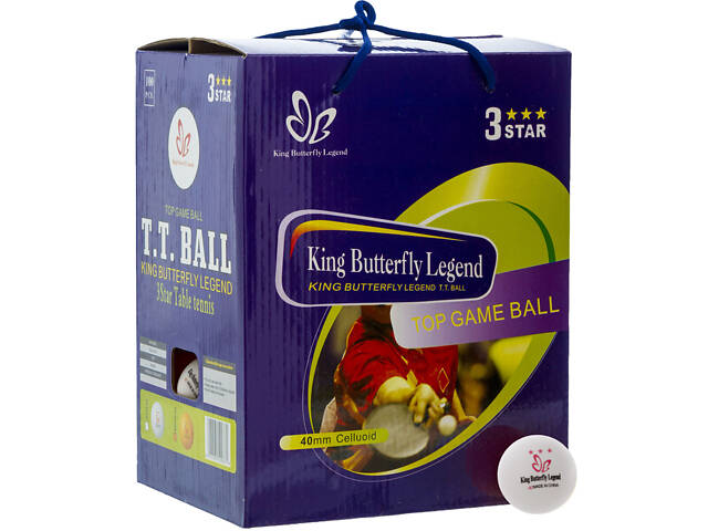 Набор мячей для настольного тенниса 100 штук в цветной картонной коробке BUT MT-8396 3star (d-40мм) Желтый (PT0538) - Фото 1