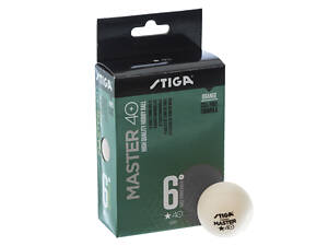 Набор мячей для настольного тенниса 6 штук STIGA SGA-1112230306 MASTER 1* (ABS, d-40мм) Белый (PT0584)