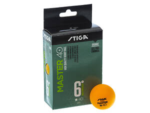 Набор мячей для настольного тенниса 6 штук STIGA SGA-1112230306 MASTER 1* (ABS, d-40мм) Оранжевый (PT0585)