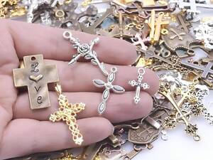 Набір нагрудних хрестиків із металу RESTEQ 50 шт. Набір підвісок у формі хрестів. Металеві підвіски хрестики