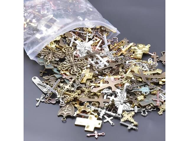 Набір нагрудних хрестиків із металу RESTEQ 50 шт. Набір підвісок у формі хрестів. Металеві підвіски хрестики - Фото 2