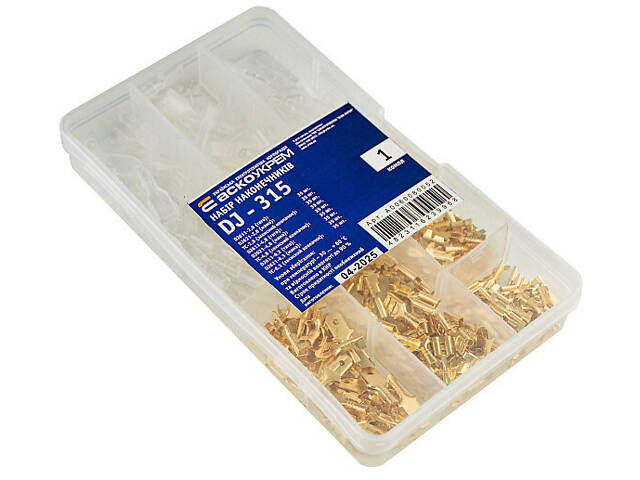 Набір наконечників-конекторів (315 шт.) 0,5-1,5 мм² латунь з ковпачками [A0060080052] DJ-315 АСКО - Фото 4