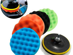 Набір насадок для полірування авто 6шт і шліфувальний диск 15см, на дриль