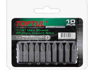 Набір насадок викруткових 1/4' TOPTUL L 25 мм PH2 10 од. FSBA0802G